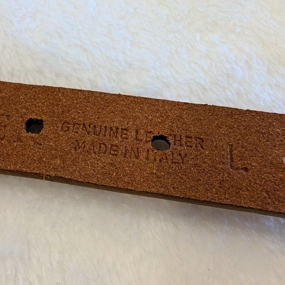 DONCASTER Leather & Antique Bronze Chain Belt L Orange Brown Made in Italy - Picture 9 of 10